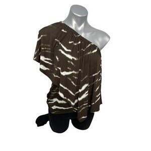 Michael Michael Kors Brown White Tie Dye One-Shoulder Blouse Women's Size XS